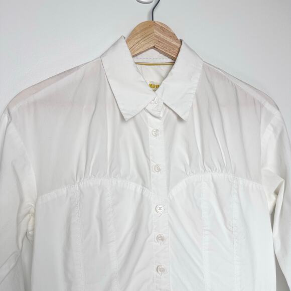 Anthropologie Maeve‎ Corset Seamed Button Down | White | SZ XSP - Picture 7 of 14